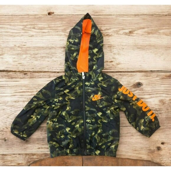 Baby Nike Camo Hooded Jacket 18M  Camouflage "Just Do It" Windbreaker - Picture 1 of 6